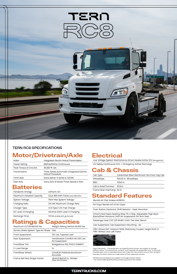 RC8 Spec Sheet Brochure