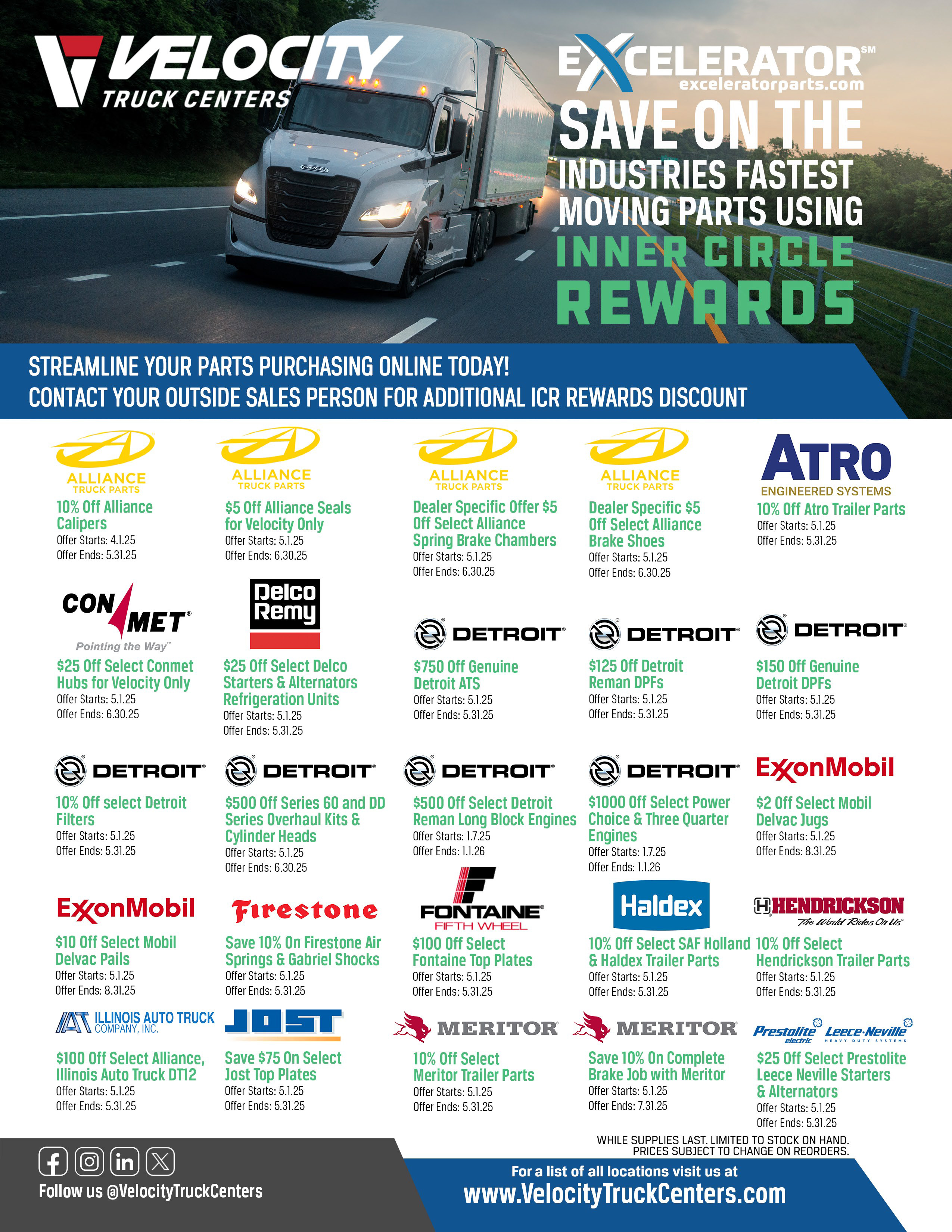 https://www.velocitytruckcenters.com/s3/mediaExcelator Parts Specials - May 2025